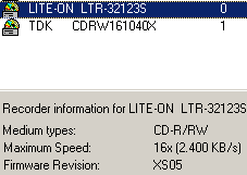 LiteOn LTR-32123S lowers recording speed down to 16x